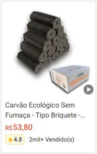 carvão sem fumaça